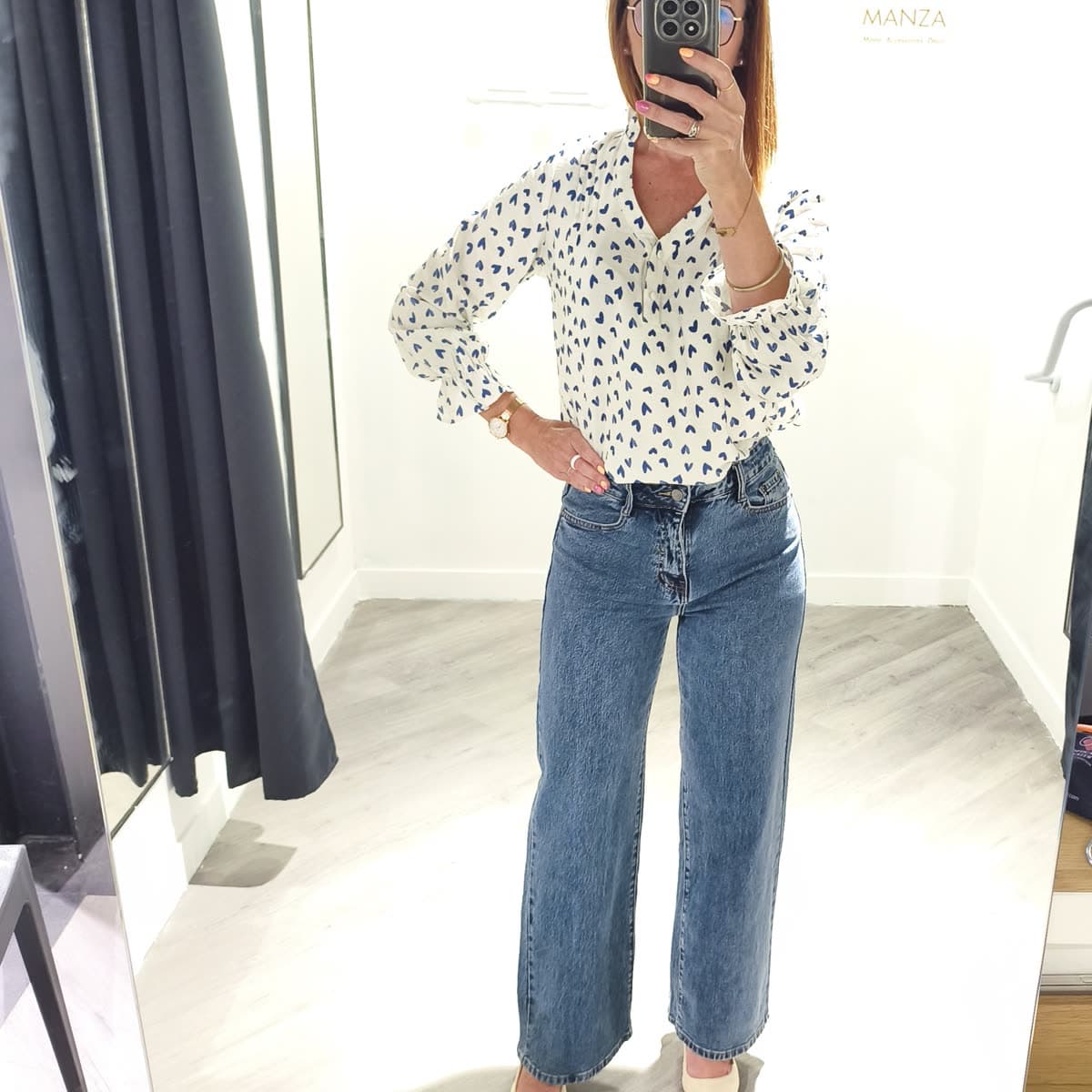 Jean mom Bleu — détail
